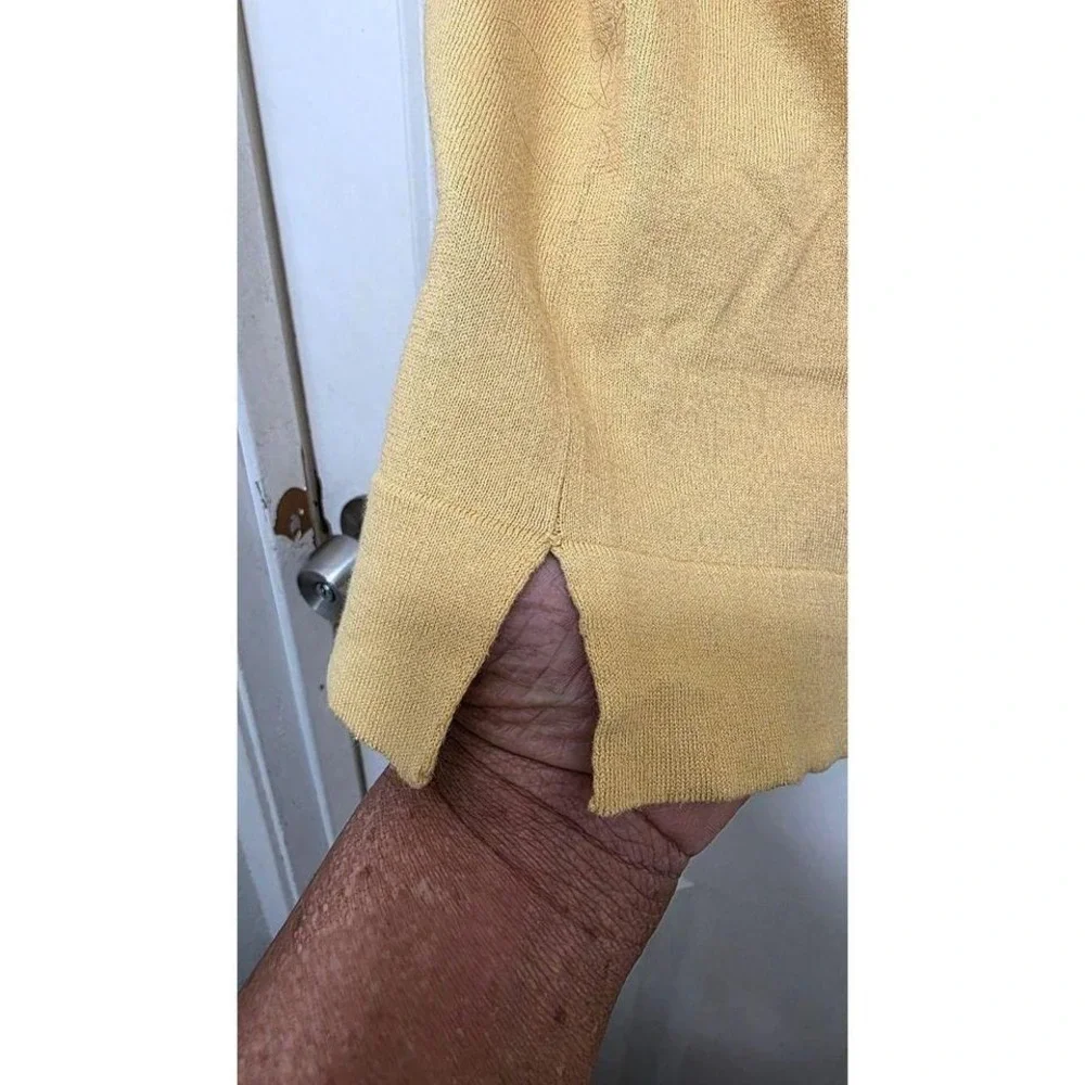 Banana Republic‎ Men's L Yellow Short-Sleeve Beach Vacation Polo Shirt Side Slit